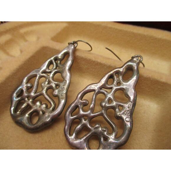 ORIT SCHATZMAN OS 925 Sterling Silver Modern Open Work Swirling Earrings - Picture 4 of 6